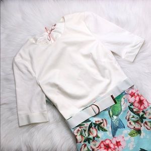 TED BAKER LONDON FLORAL COMBO MIDI BODYCON DRESS 0